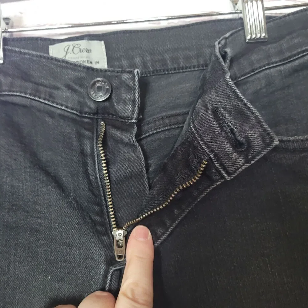 J. Crew Black Denim‎ Slim Broken in Boyfriend Mid Rise Jeans Womans Size 29T